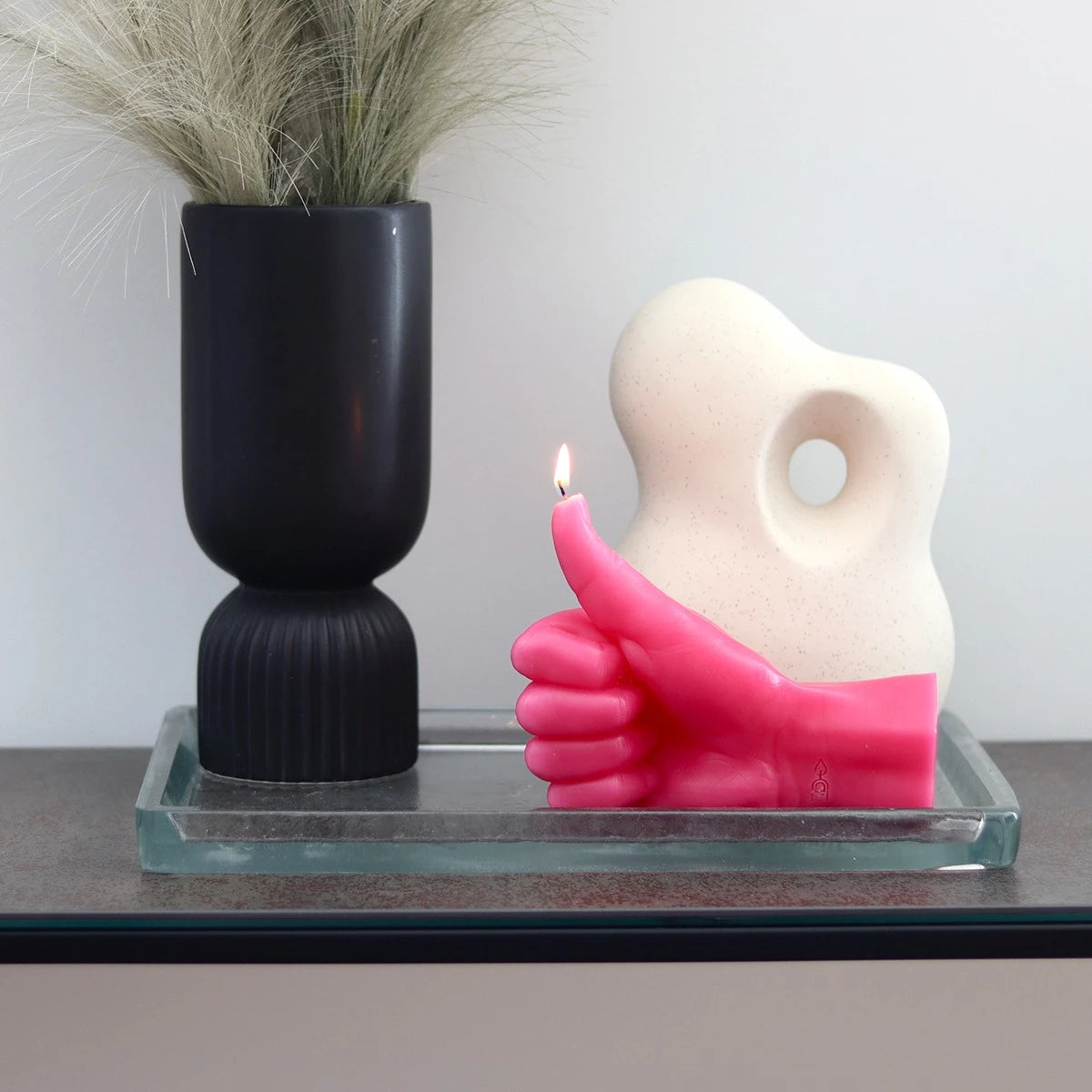 bougie en forme de main, Thumbs Up rose  - Candle Hand