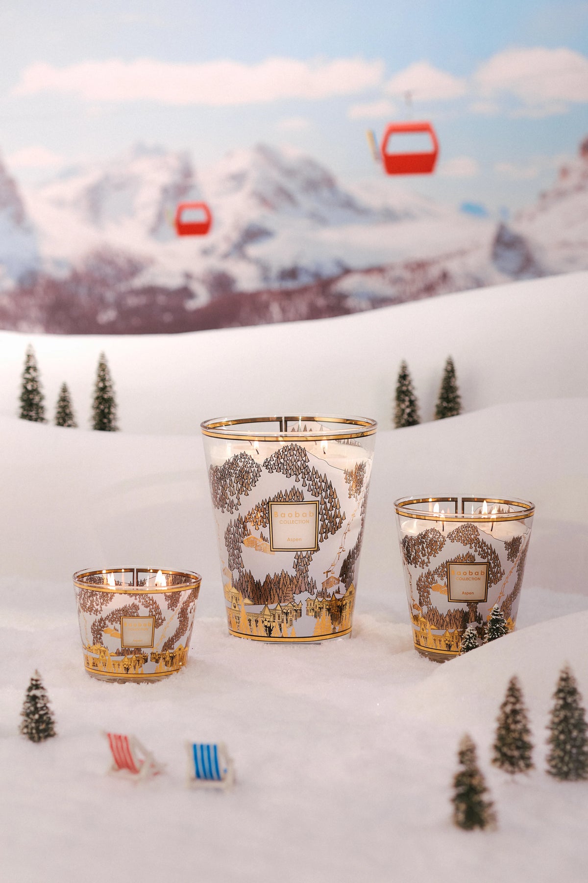 Bougie Aspen Baobab Collection, édition d’hiver au décor sérigraphié or et argent
