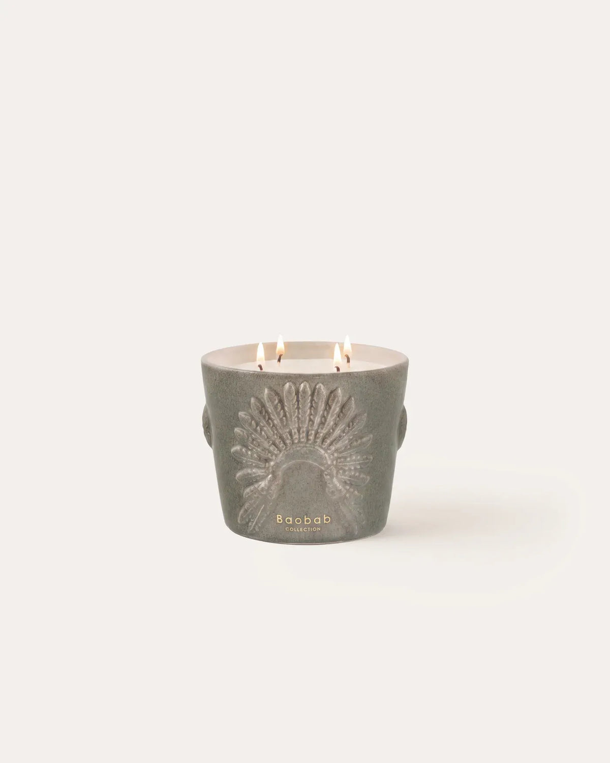Bougie parfumée Crazy Horse Baobab Collection en céramique gris minéral, format Classique
