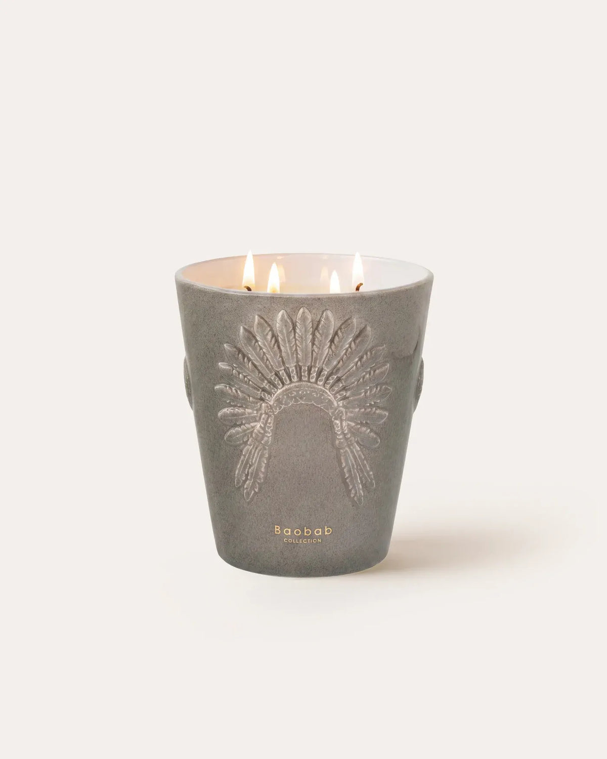 Bougie parfumée Crazy Horse Baobab Collection en céramique gris minéral, format Signature