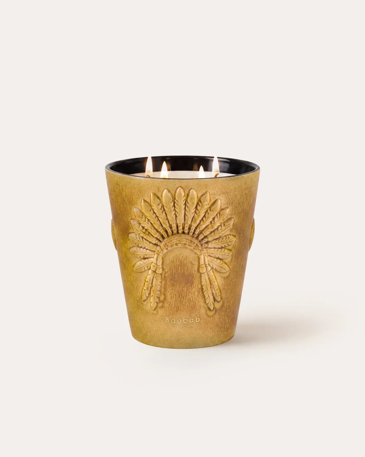 Bougie parfumée Geronimo Baobab Collection en céramique brun ocre, format Signature