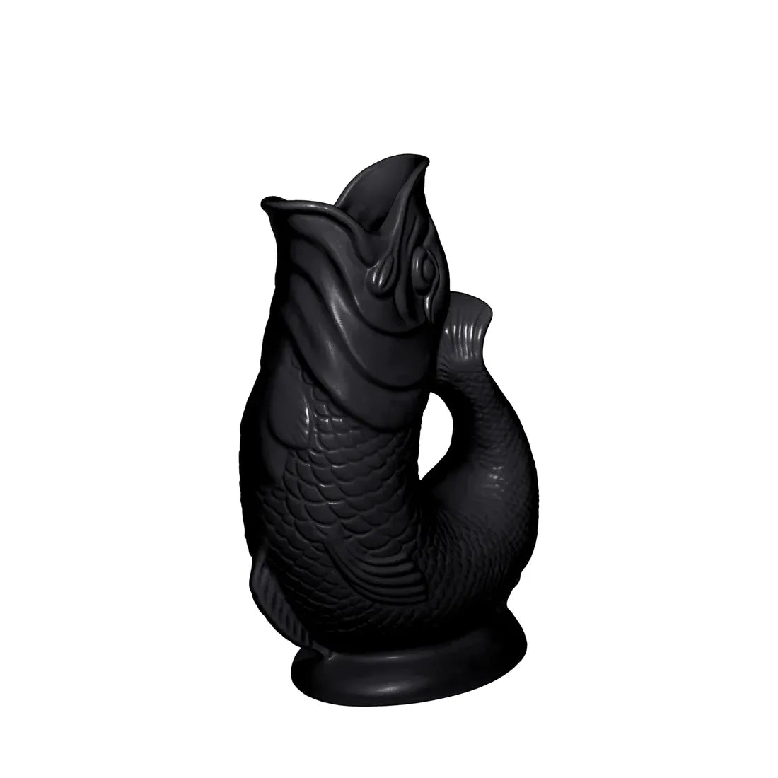Vue de profil de la carafe poisson Glouglou Noir Mat XL