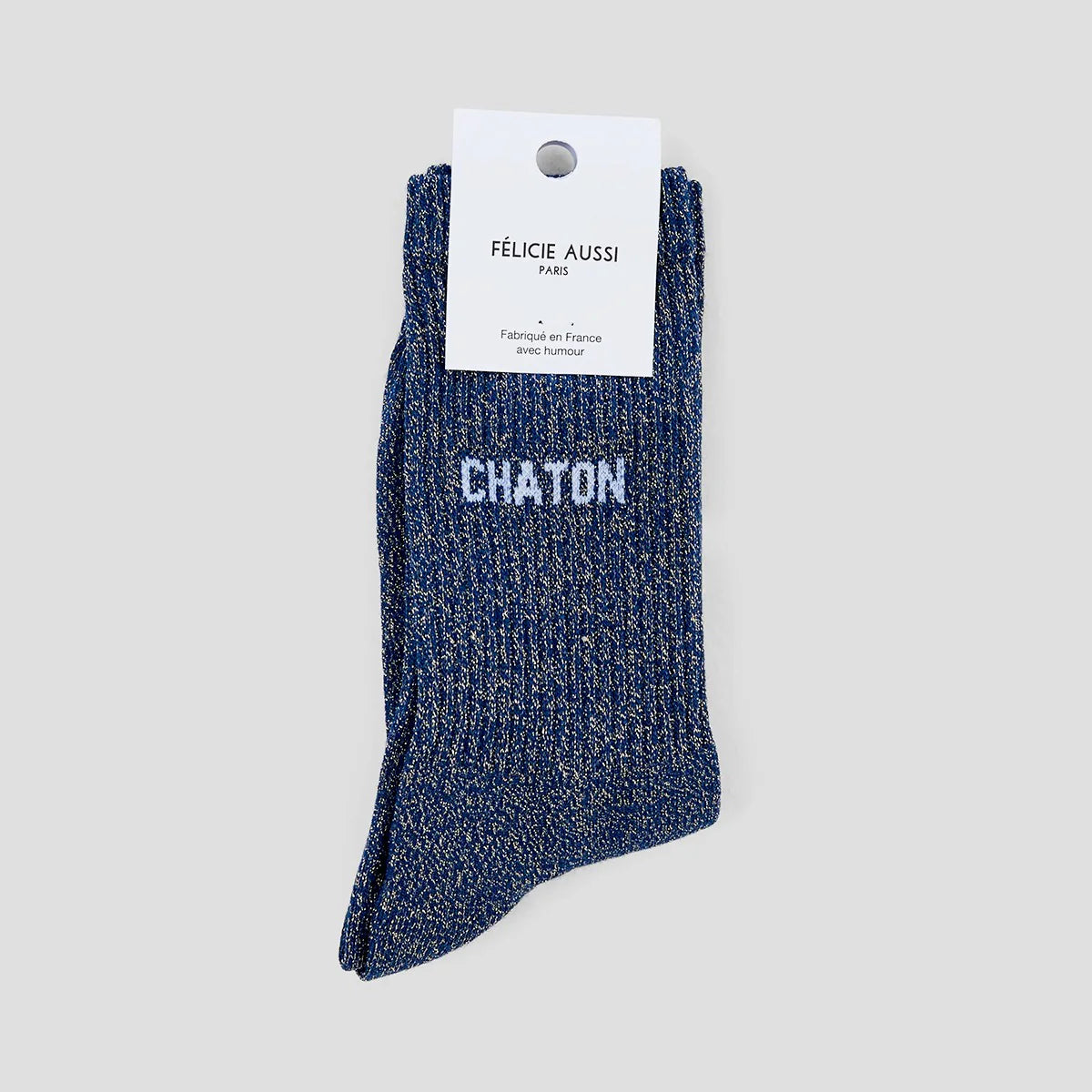 Chaussettes pailletées bleues Chaton  Félicie Aussi fabriquées en France