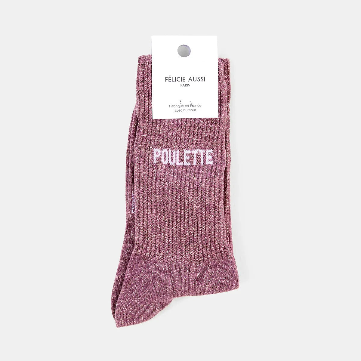 Chaussettes à message Poulette pailletées de la marque Félicie Aussi