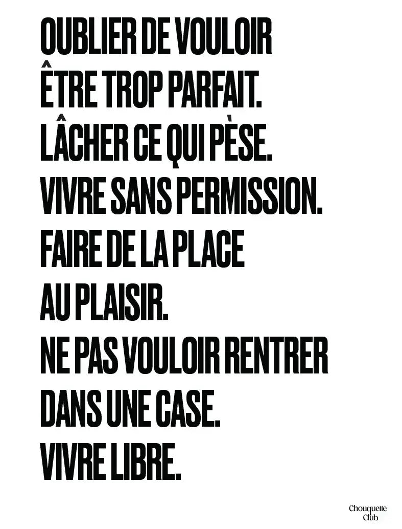 Affiche Chouquette - Mantra #7 en noir sur fond blanc.
