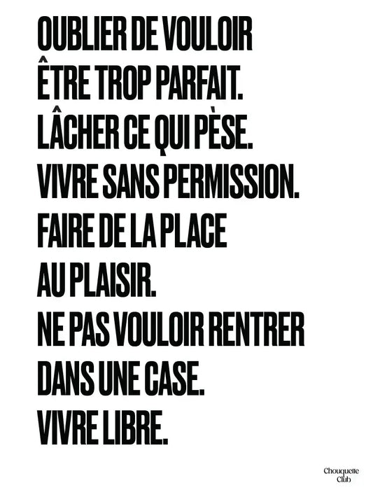 Affiche Chouquette - Mantra #7 en noir sur fond blanc.