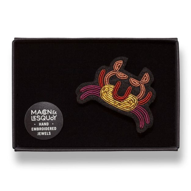 Crabe - Broche Brodée Main - collection Riviera - Macon & Lesquoy
