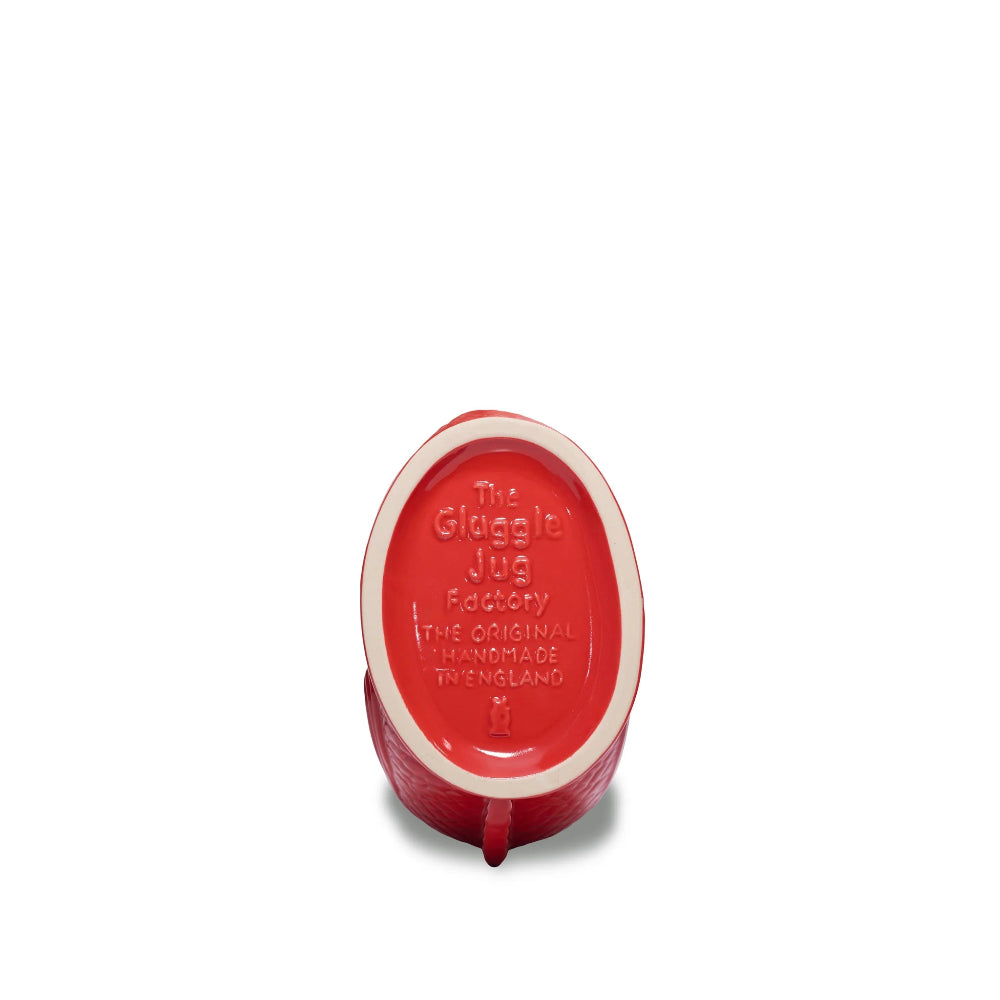 Dessous de la carafe Glouglou Gluckigluck rouge fabriquée en Angleterre