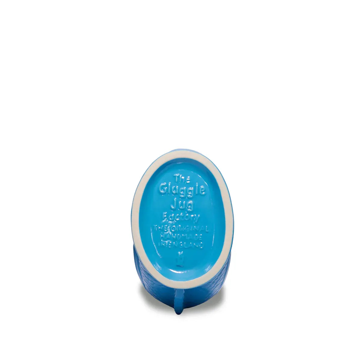 Dessous de la carafe Glouglou Gluckigluck turquoise fabriquée en Angleterre