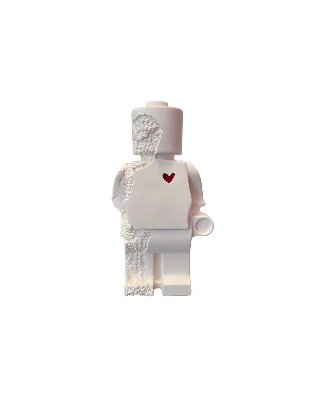 Donneur d'Amour Imparfait 20cm - Figurine en plâtre blanc avec coeur rouge par Atelier 325