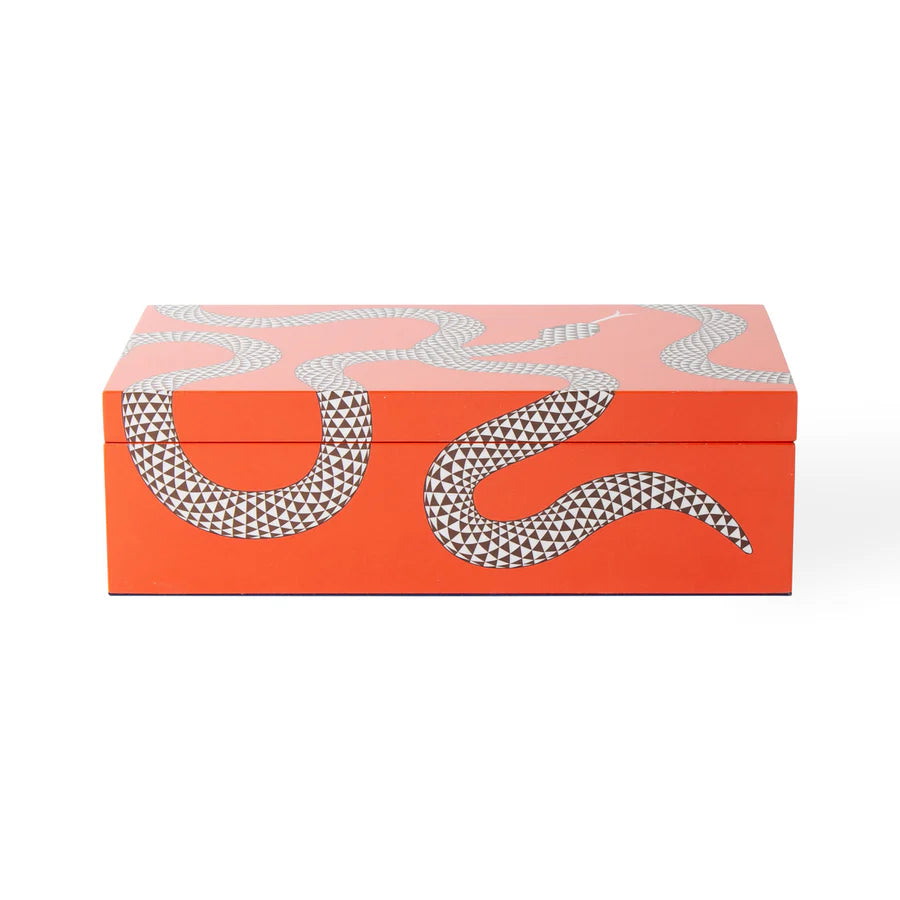 Boîte Eden Jonathan Adler - boîte medium en bois laqué orange ornée de serpent