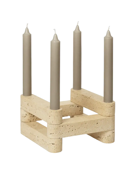 Bougeoir Travertin modulable avec 4 bougies