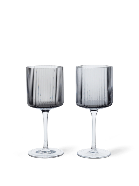 Ripple Gris Fumé Set de 2 verre à vin blanc - Ferm Living 