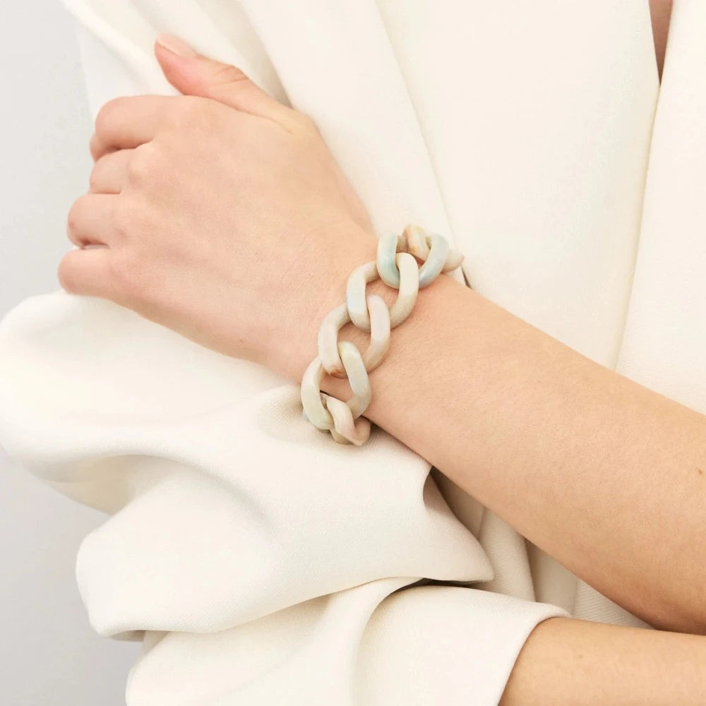 Bracelet flat chain Beige Multi Vanessa Baroni - Bracelet à grosses mailles