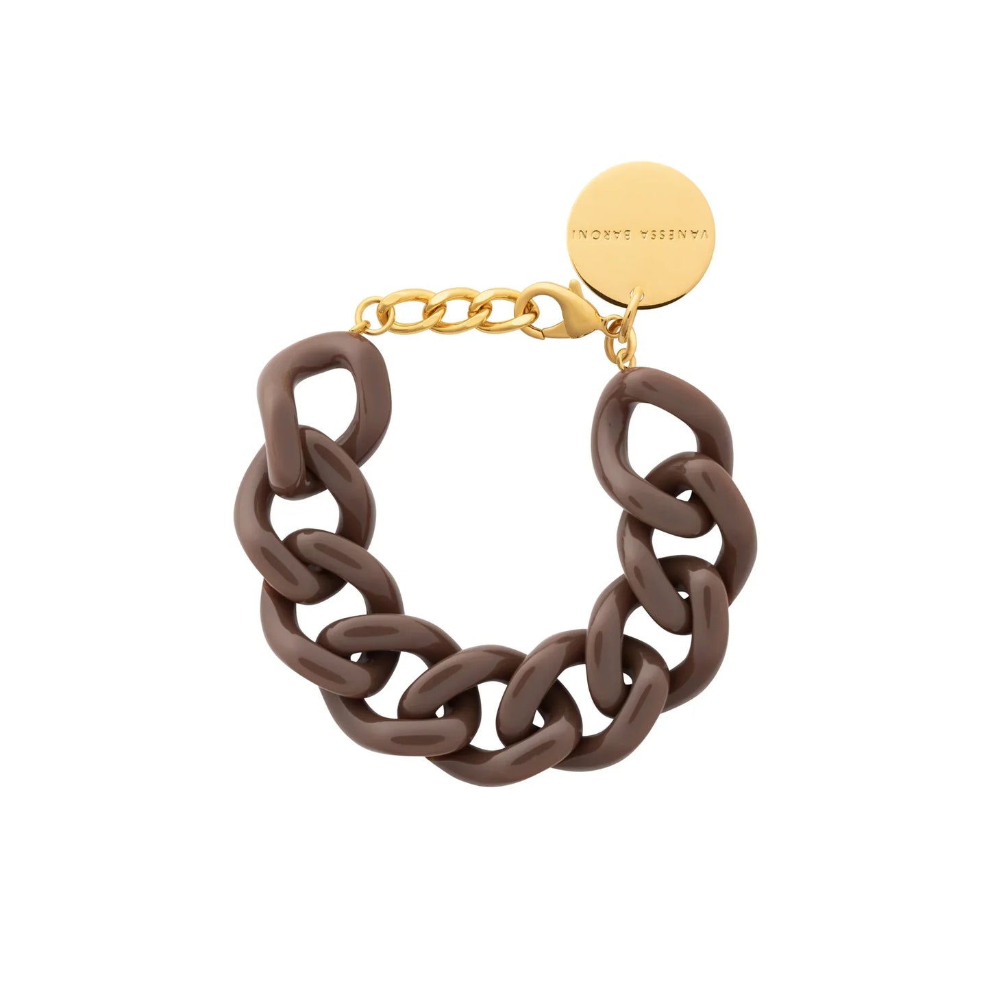 Bracelet à grosses mailles flat chain Chocolate Brown - Vanessa Baroni 