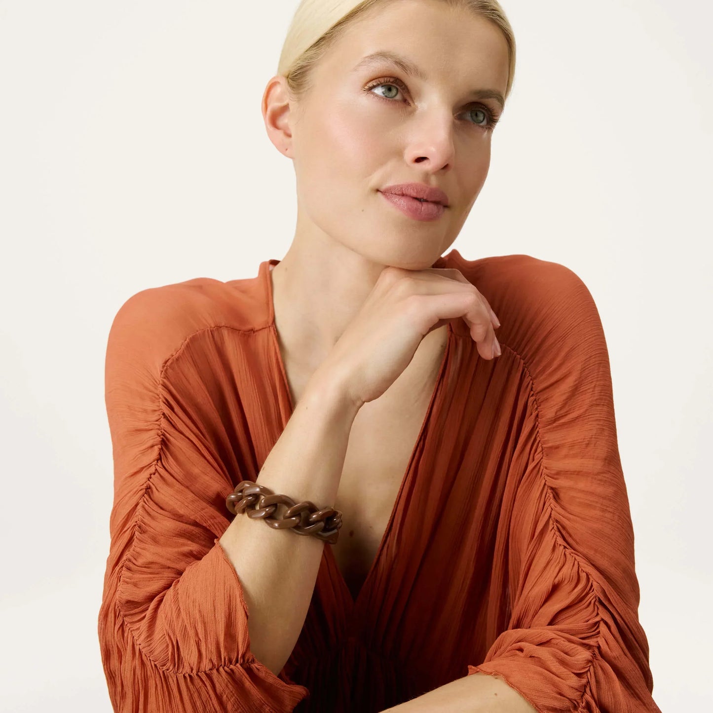 Bracelet à grosses mailles flat chain Chocolate Brown - Vanessa Baroni 