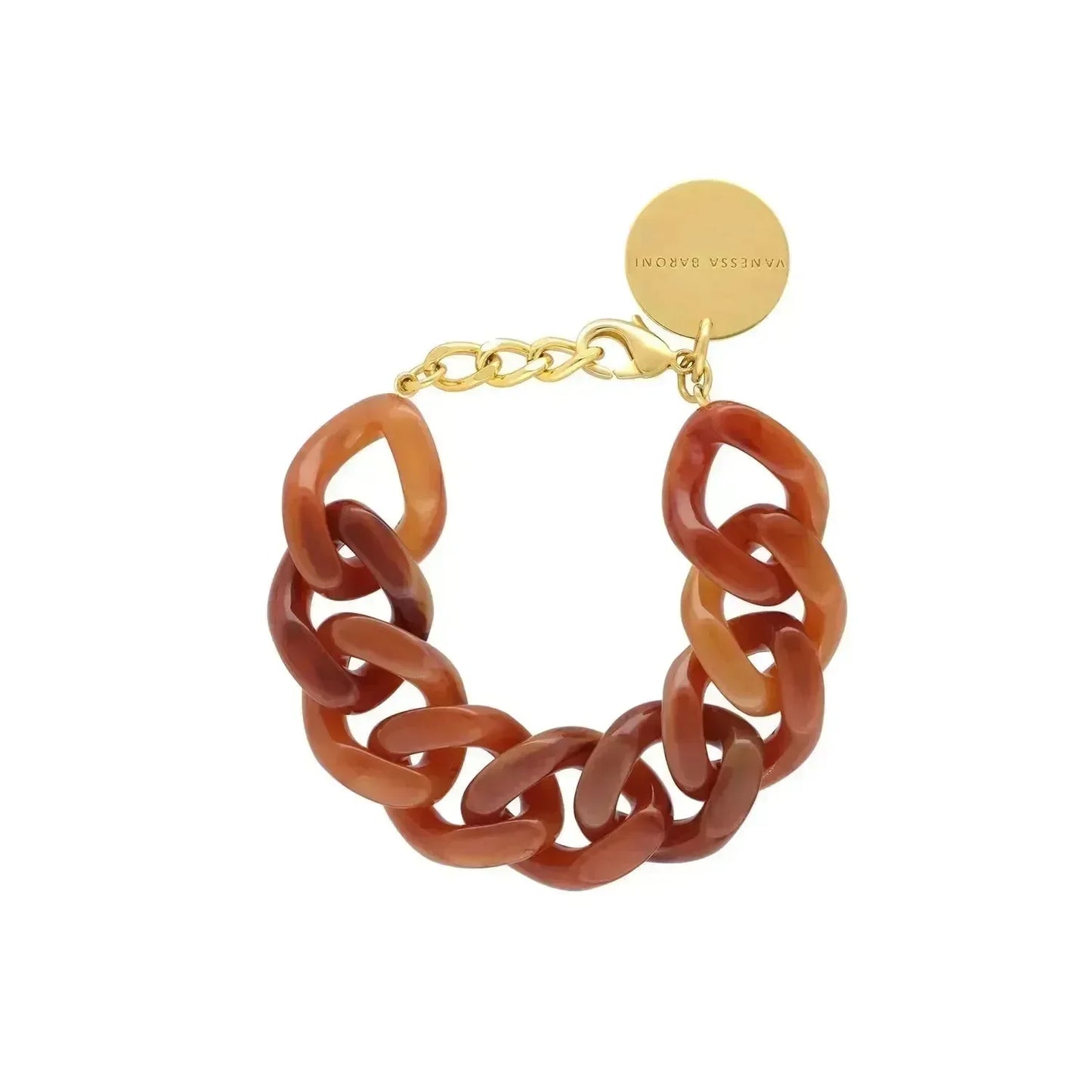Bracelet à grosses mailles flat chain Cognac Marble - Vanessa Baroni 