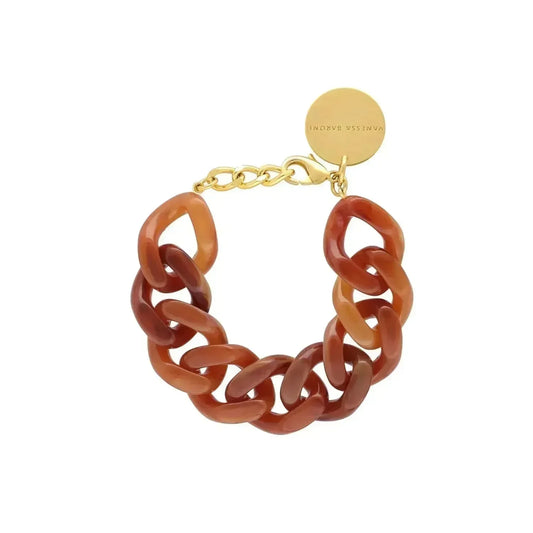 Bracelet à grosses mailles flat chain Cognac Marble - Vanessa Baroni 