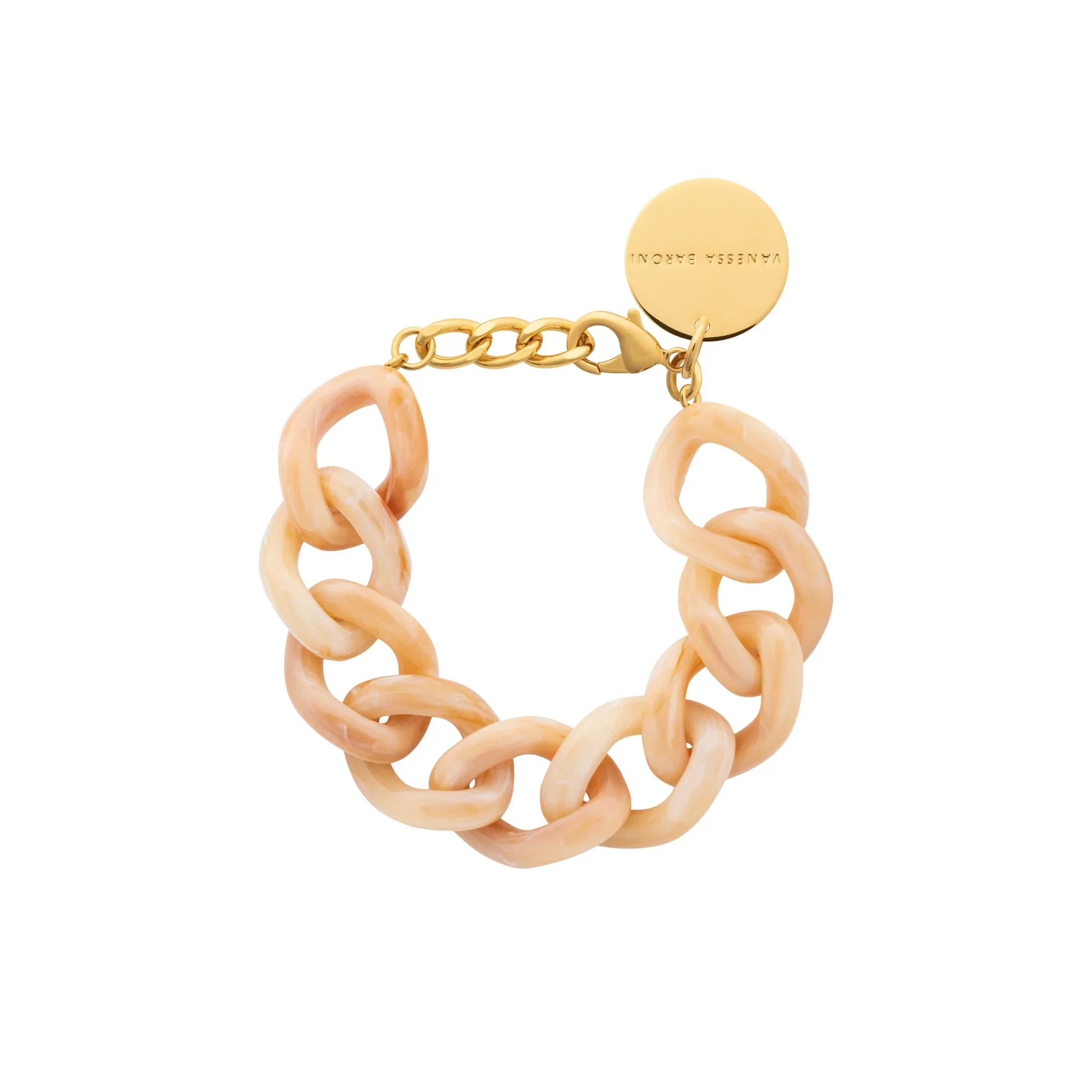 Bracelet à grosses mailles flat chain Creme Brûlée Marble - Vanessa Baroni 