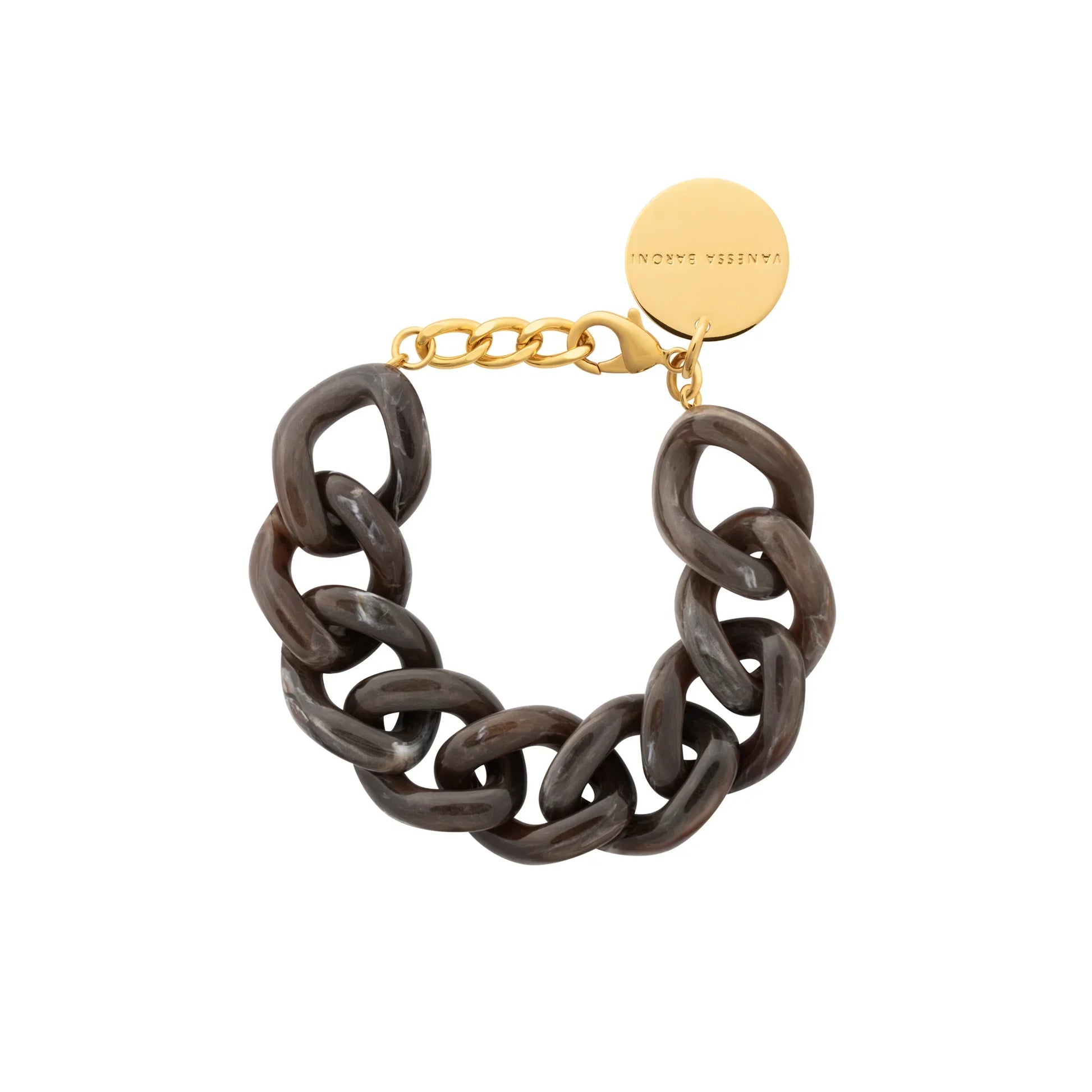 Bracelet à grosses mailles flat chain Dark Brown - Vanessa Baroni 