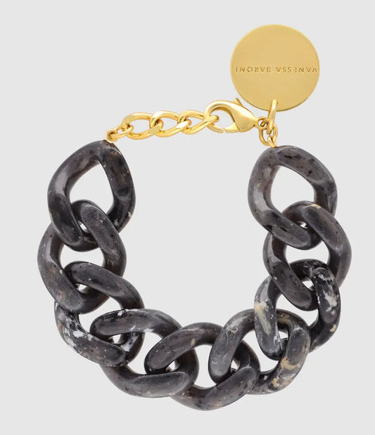 Flat Chain Granite marble - Bracelet à maillons plats gris effet marbré - Vanessa Baroni