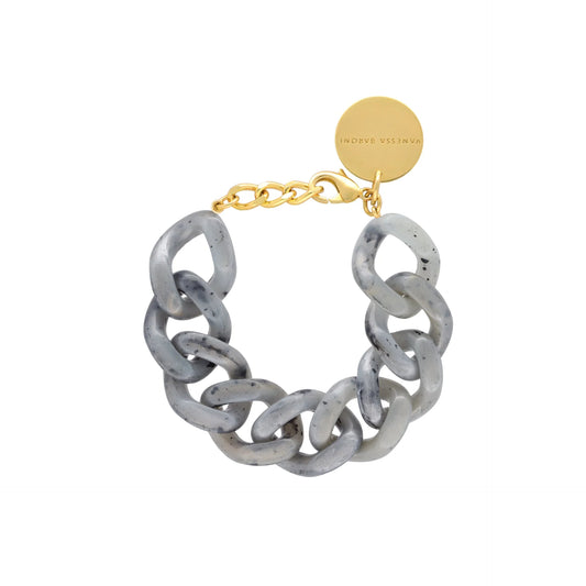 Flat Chain Inked Grey marble - Bracelet à maillons plats gris effet marbré - Vanessa Baroni