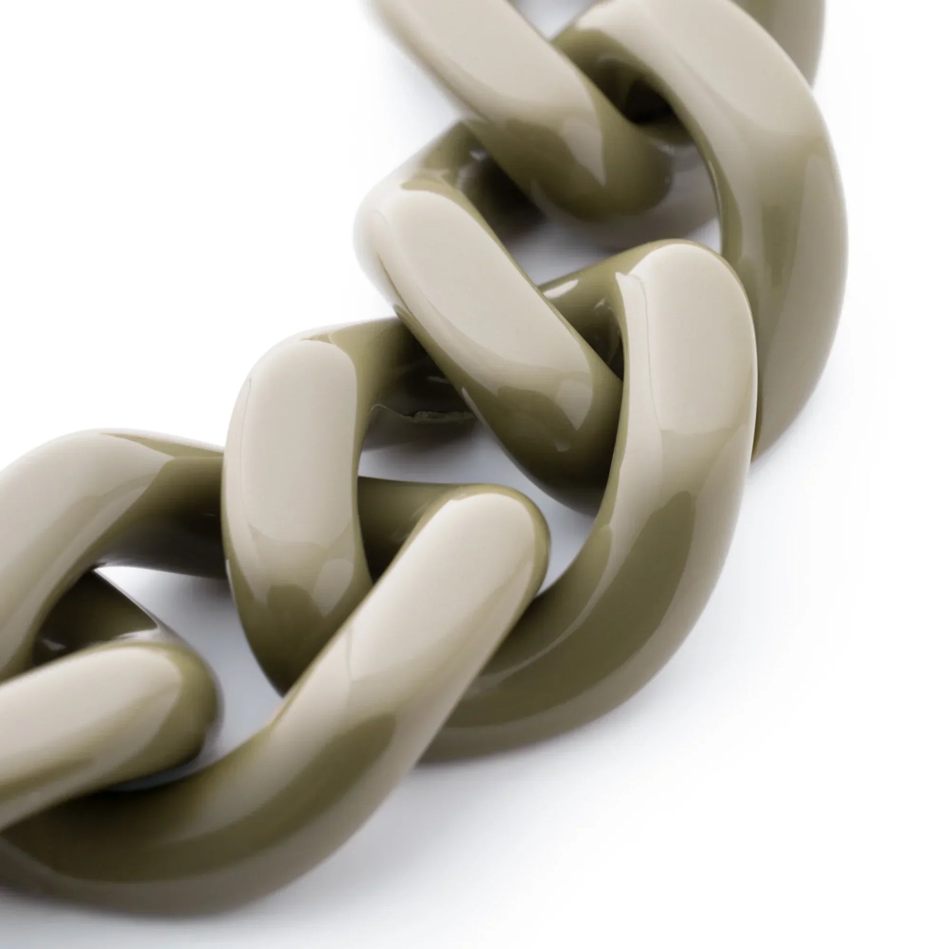 Bracelet à grosses mailles flat chain Light Olive - Vanessa Baroni 