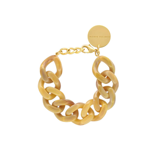 Flat Chain Ocher marble - Bracelet à maillons plats beige effet marbré - Vanessa Baroni