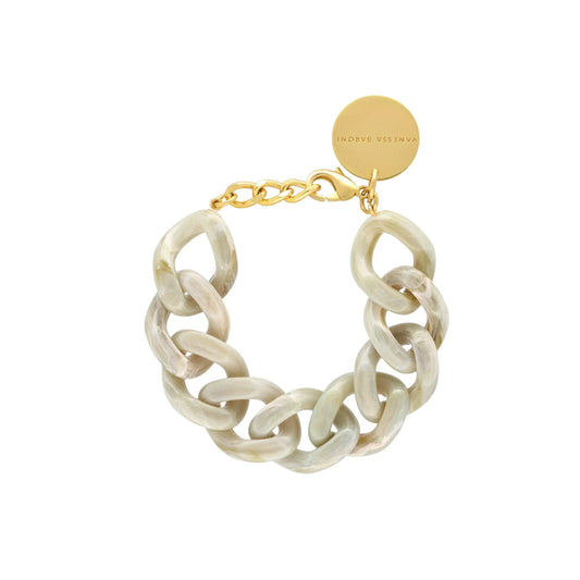 Bracelet à grosses mailles flat chain Snow Green Marble - Vanessa Baroni 