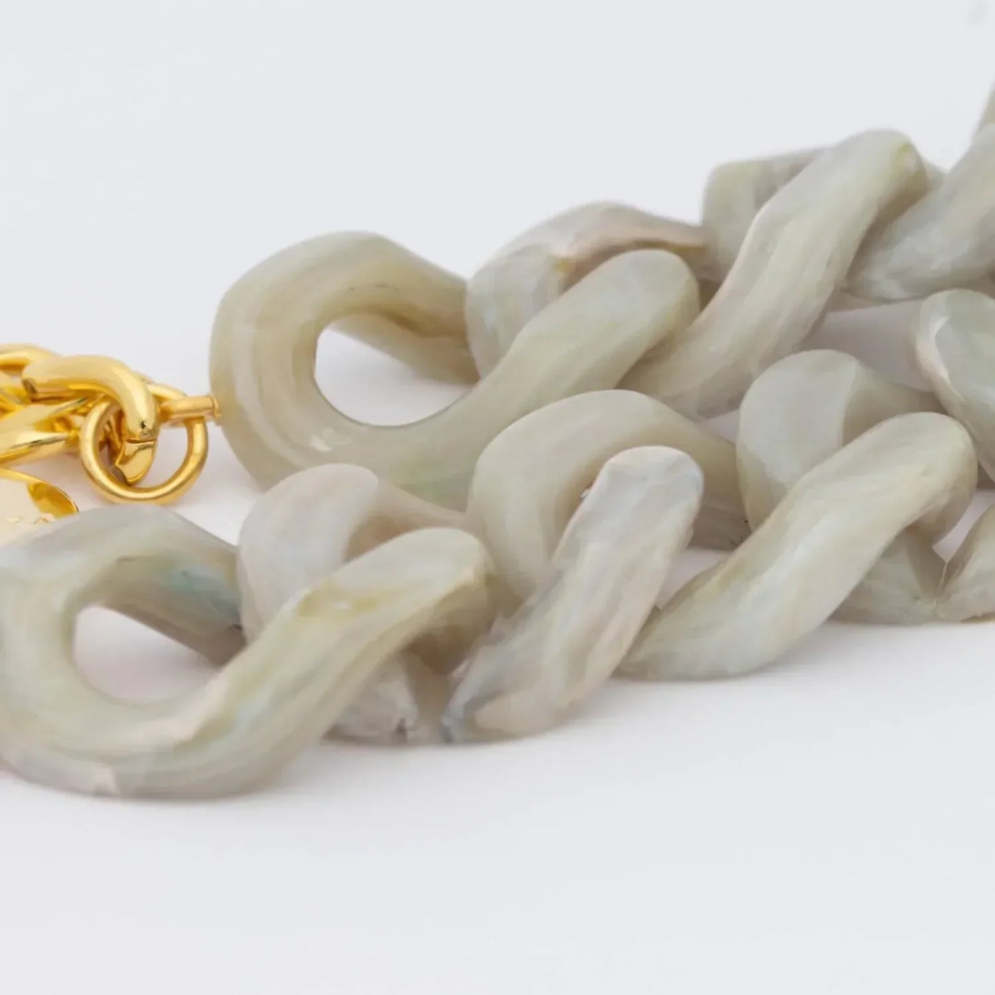 Bracelet à grosses mailles flat chain Snow Green Marble - Vanessa Baroni 