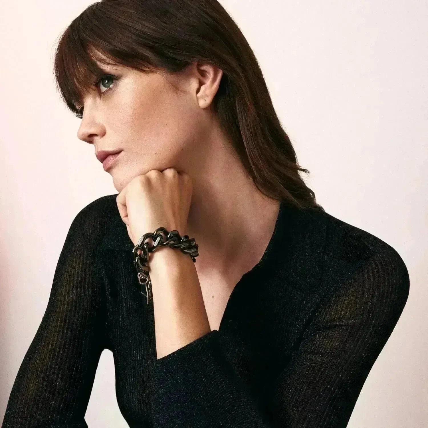 Bracelet à grosses mailles flat chain Ultrablack - Vanessa Baroni 