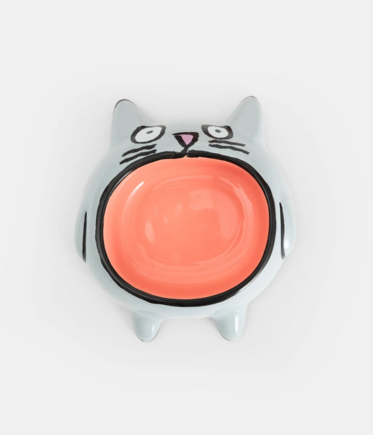 Gamelle Grise et Rose Cat Bowl en céramique - Home Studyo
