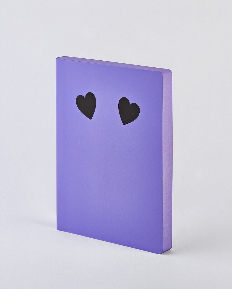 Give Me Your Heart - Carnet Taille L - couverture violet avec deux coeurs noir - Nuuna