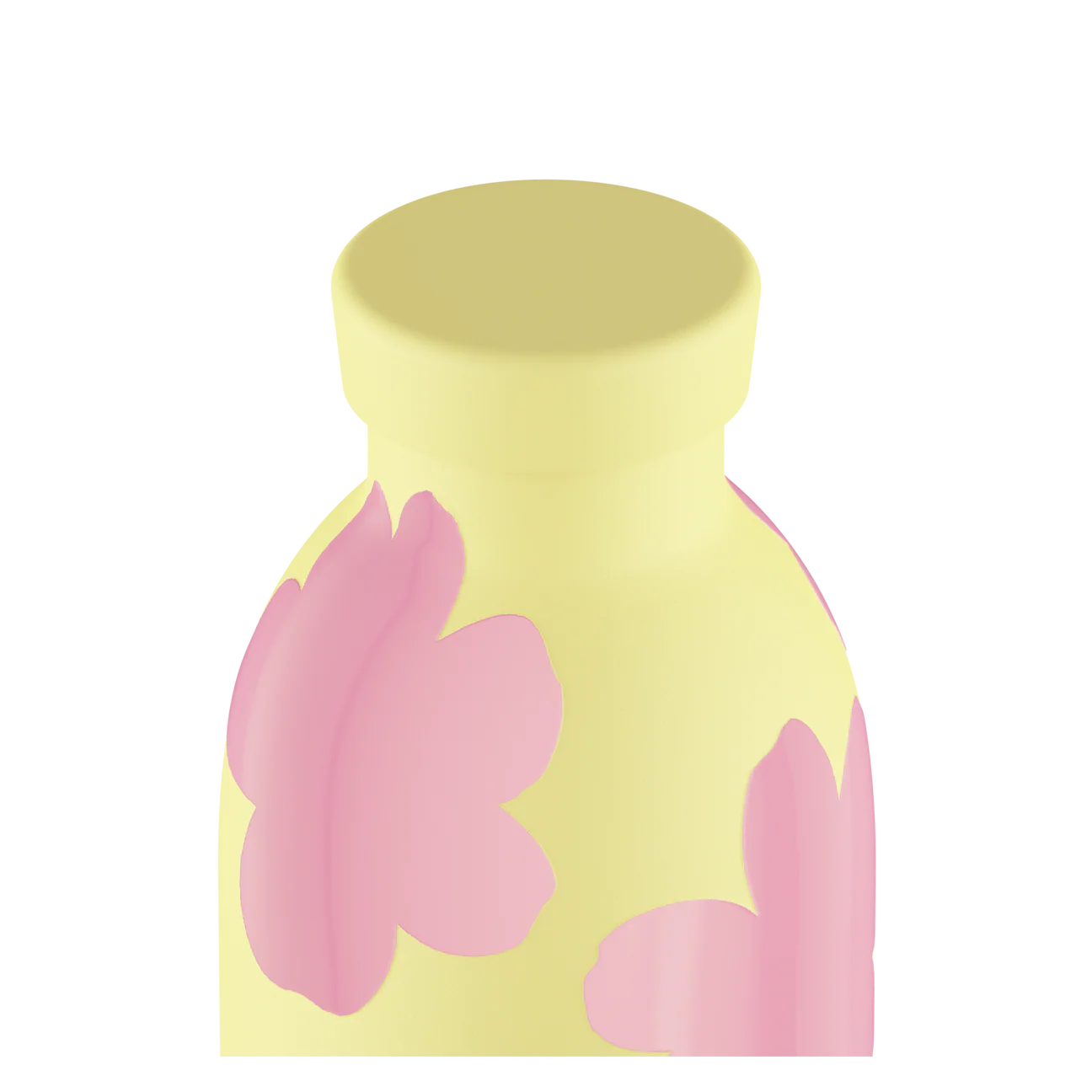 Gourde Isotherme 330ml jaune avec des motifs de nuages rose de 24bottles