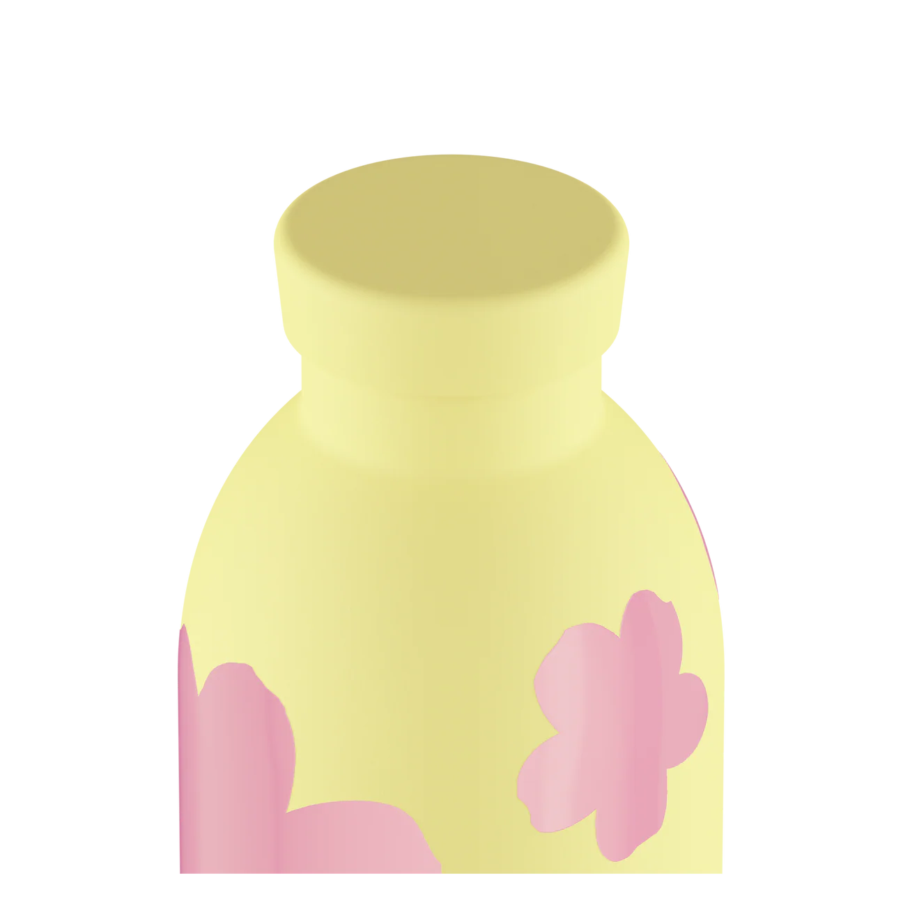 Gourde Isotherme 500ml jaune avec des motifs de nuages rose de 24bottles