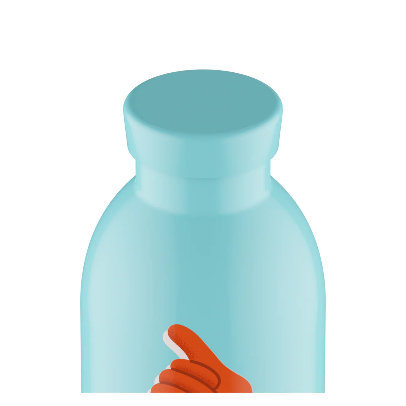 Gourde Isotherme 500ml couleur bleu ciel avec le slogan « Hey ! » écris en orange de 24bottles