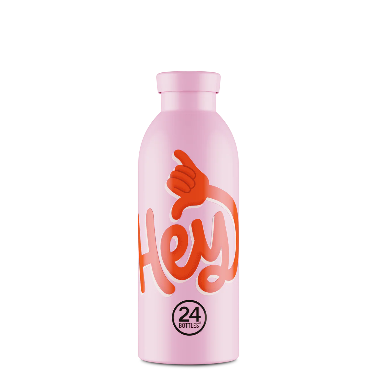 Gourde Isotherme 500ml couleur rose avec le slogan « Hey ! » de 24bottles
