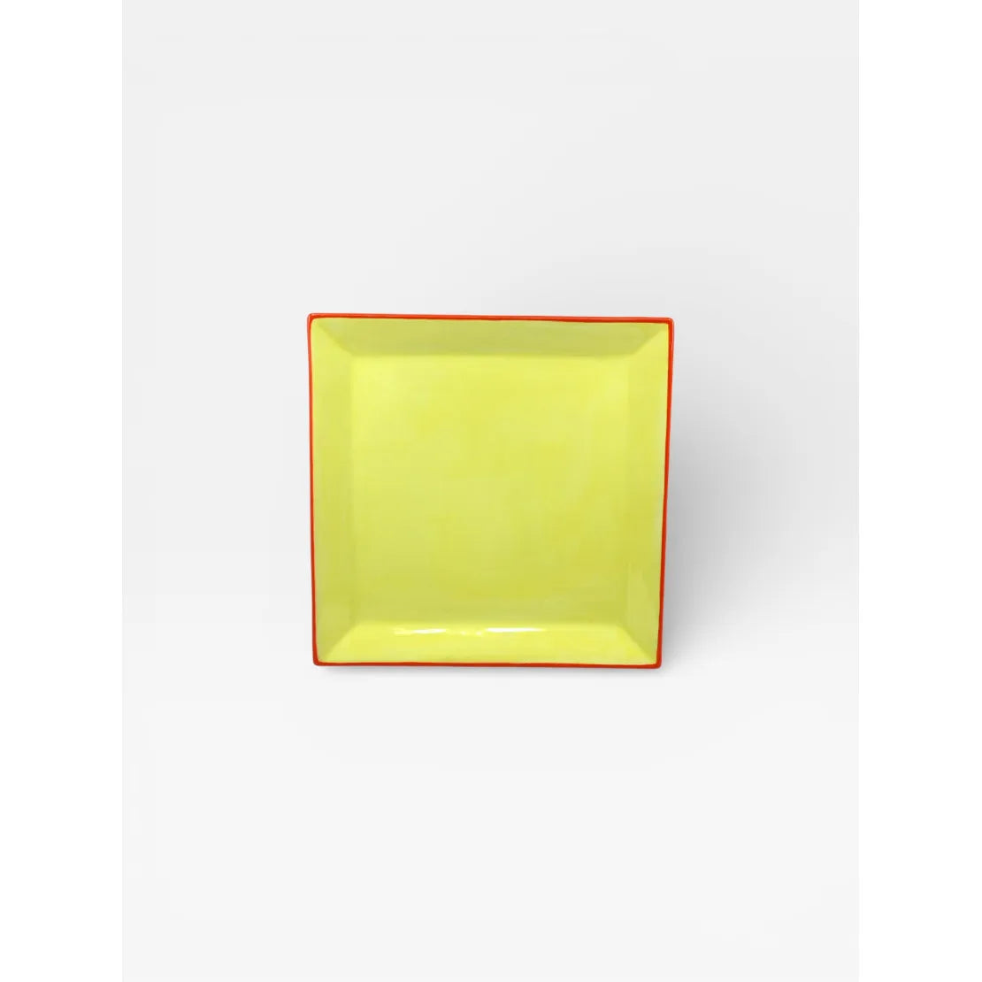 Grande assiette en céramique jaune et orange design graphique collection Tile