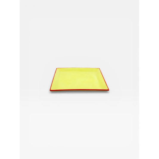 Grande assiette en céramique jaune et orange