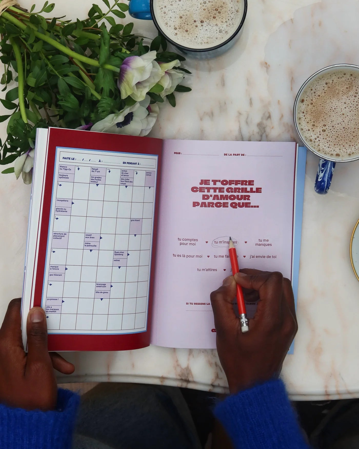 Page détachable des mots fléchés Grillé Amour