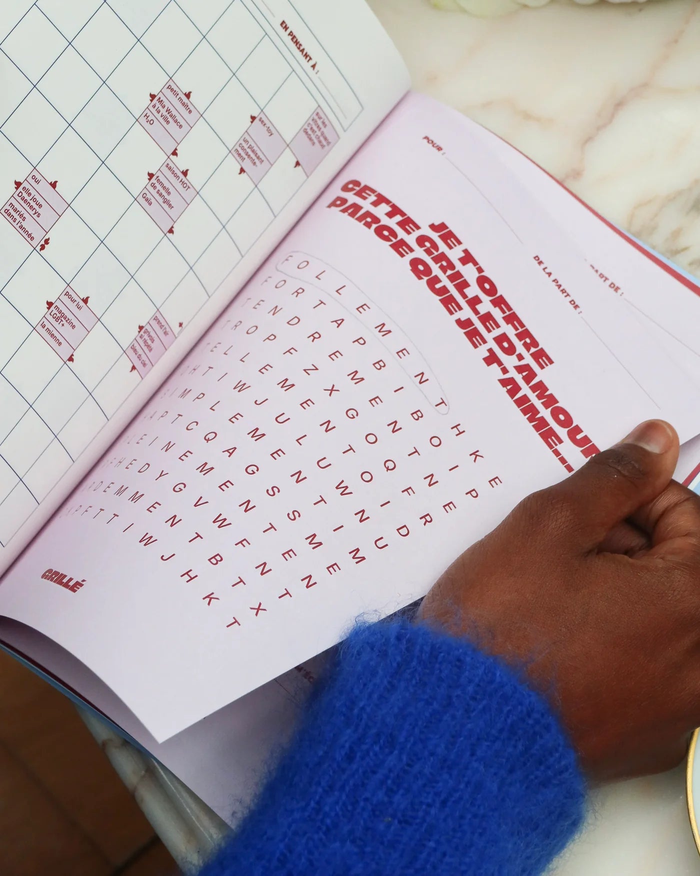 Une grille détachable des mots fléchés Grillé collection amour