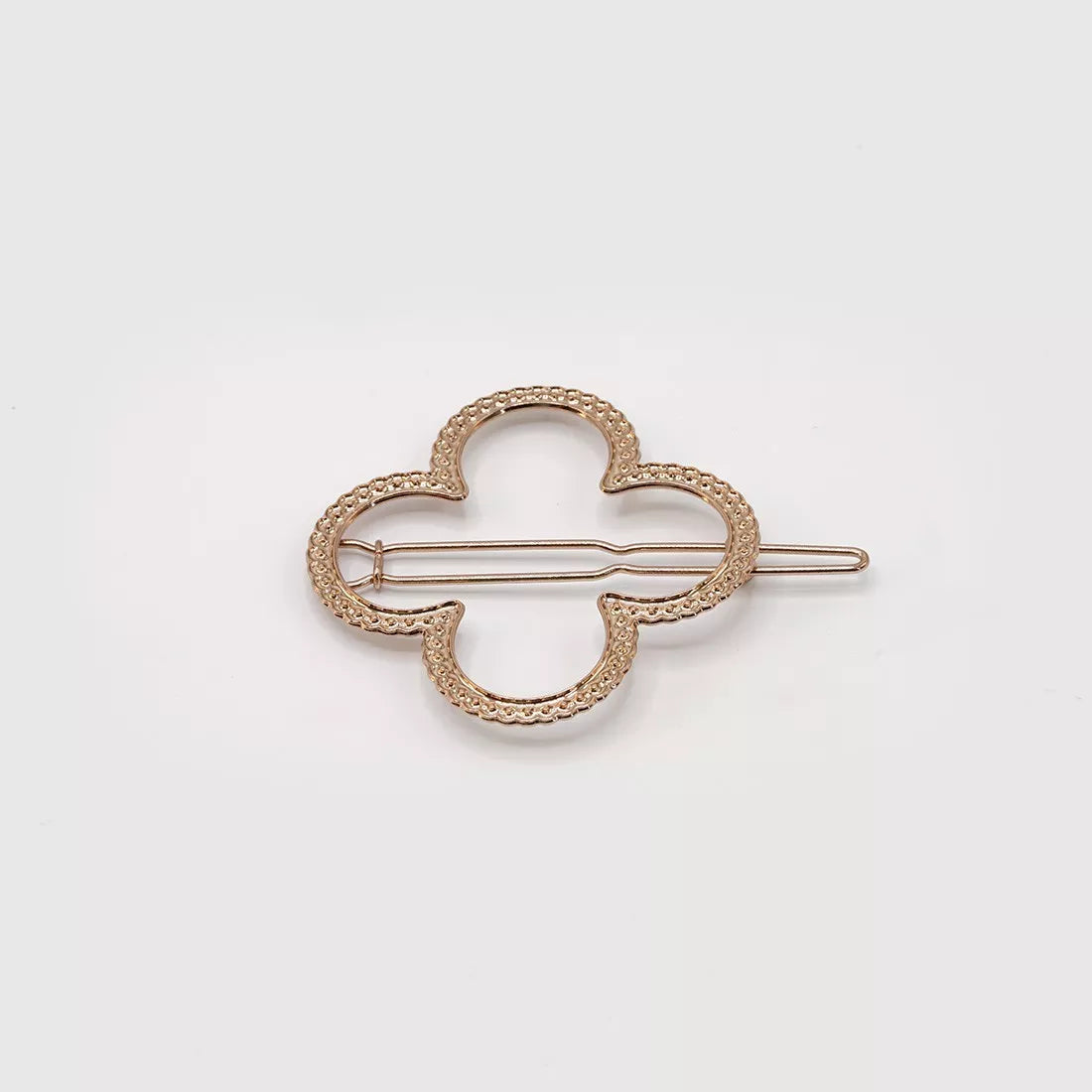 Barrette or rose Gyspo Juliette en forme de trèfle ou de fleur de Barcelone