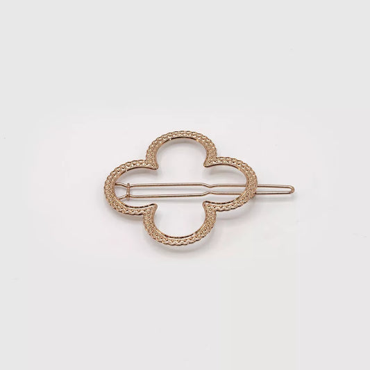 Barrette or rose Gyspo Juliette en forme de trèfle ou de fleur de Barcelone
