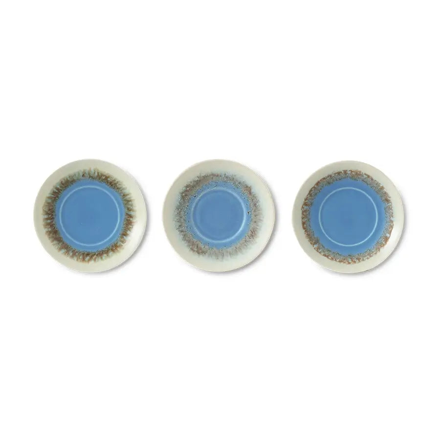 Trois assiettes soucoupe en céramique Azure par HKLiving