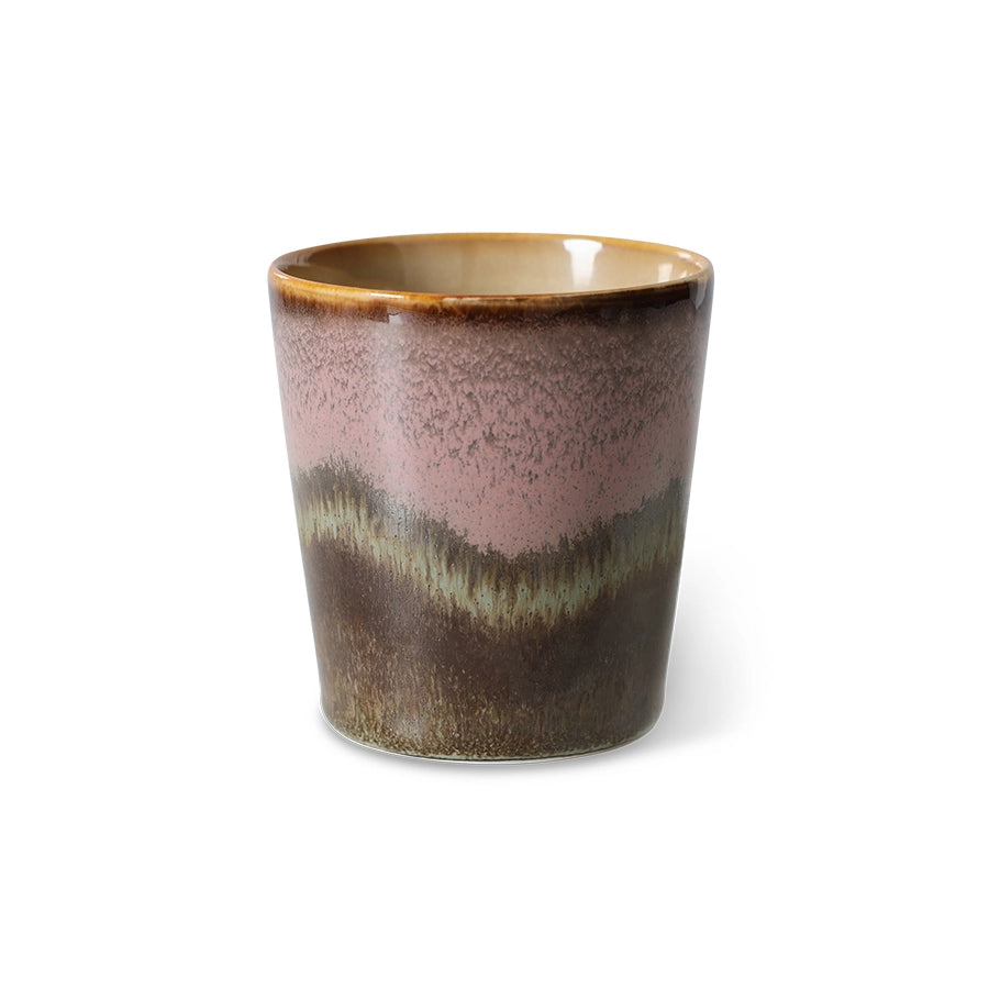 Tasse à café Torrent rose, verte et brune