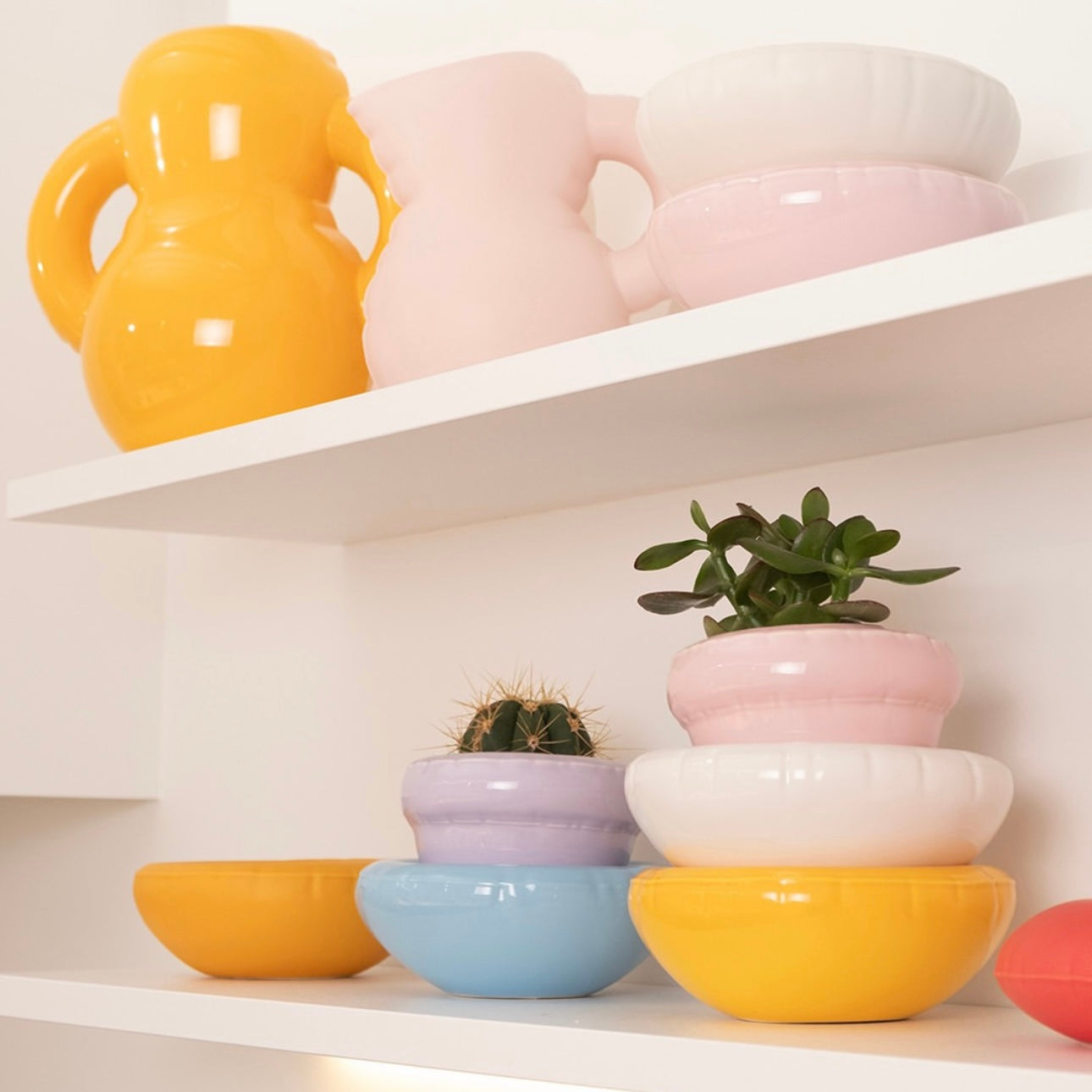 Bol Brillant Lisa en céramique Blanc et Rose - Home Studyo