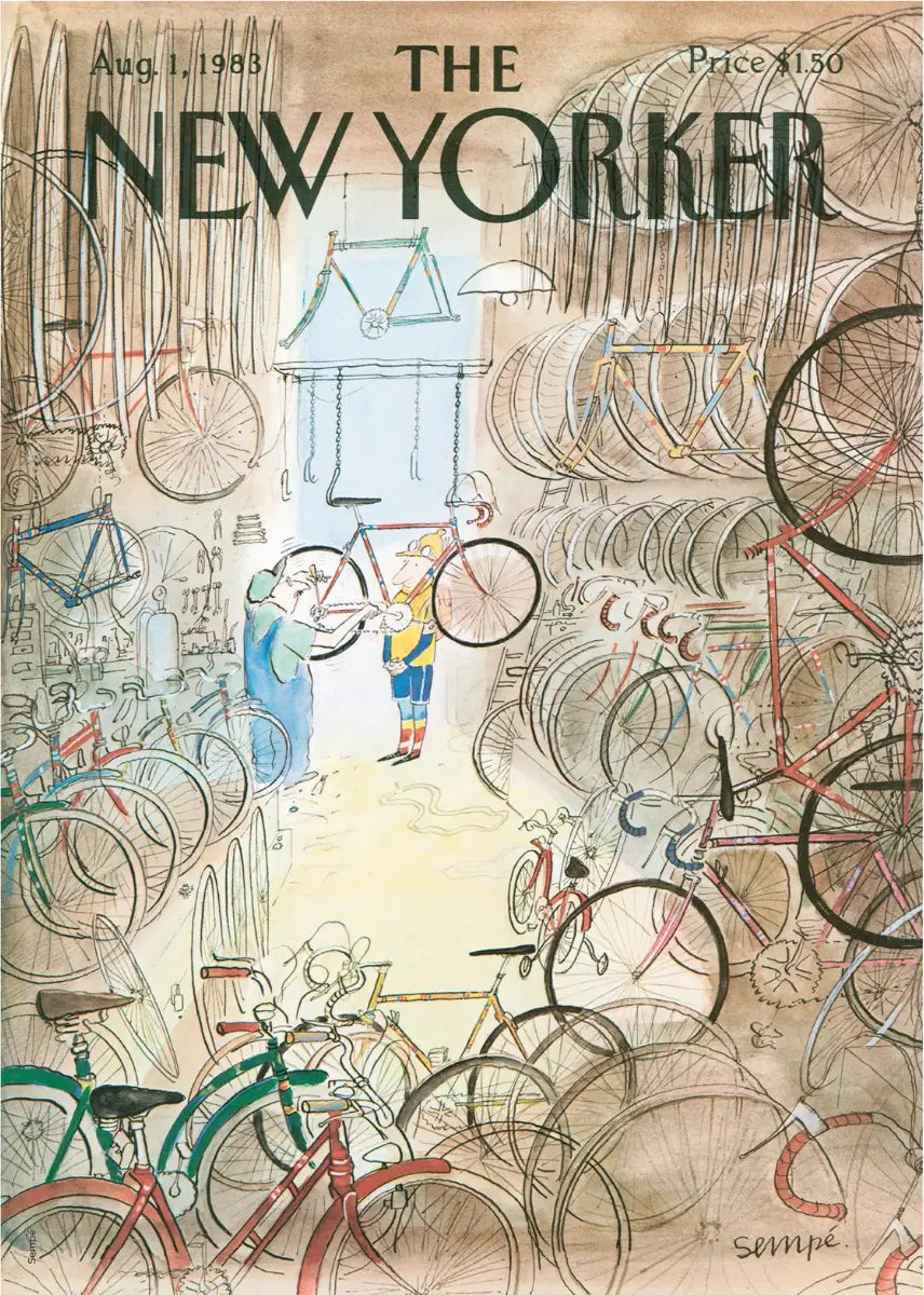 Illustration Garage à vélos réalisée par Sempé pour le magazine The New Yorker