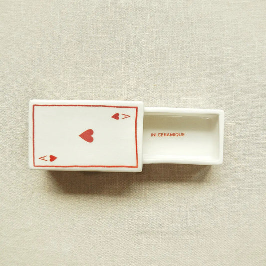 Boîte d'allumettes en céramique "As de Cœur"