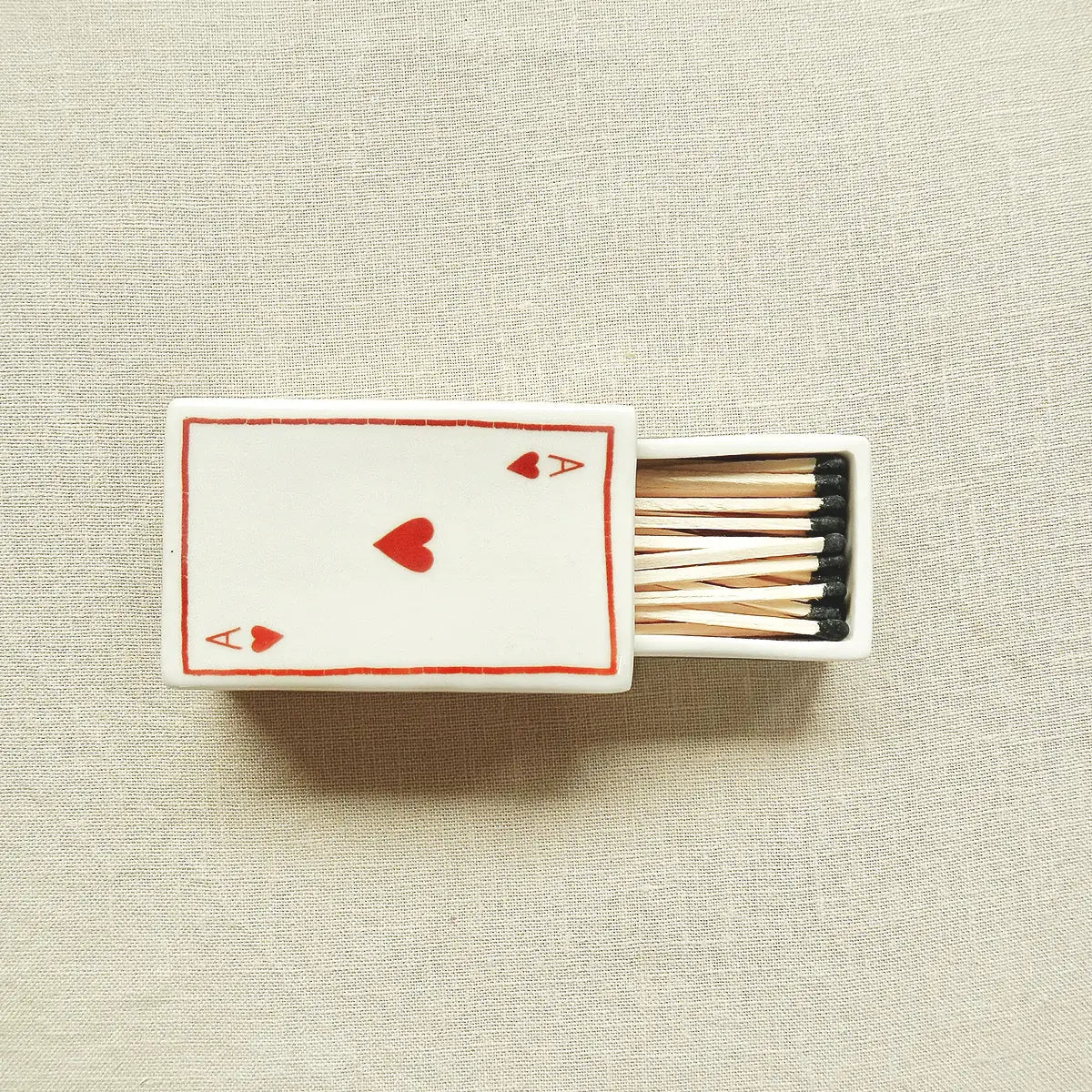 Boîte d'allumettes en céramique "Matches" avec allumettes noires