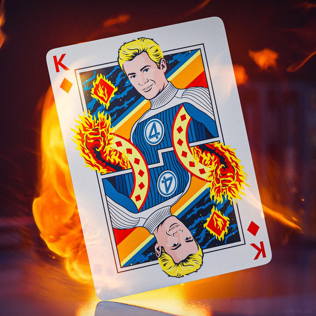Carte Roi de Carreau à l'effigie de La Torche Humaine (Johnny Storm)